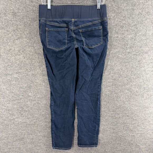 Old Navy Jeans Women 6 Maternity Blue Denim Dark Wash Low Rise Skinny Pull On - Picture 2 of 8